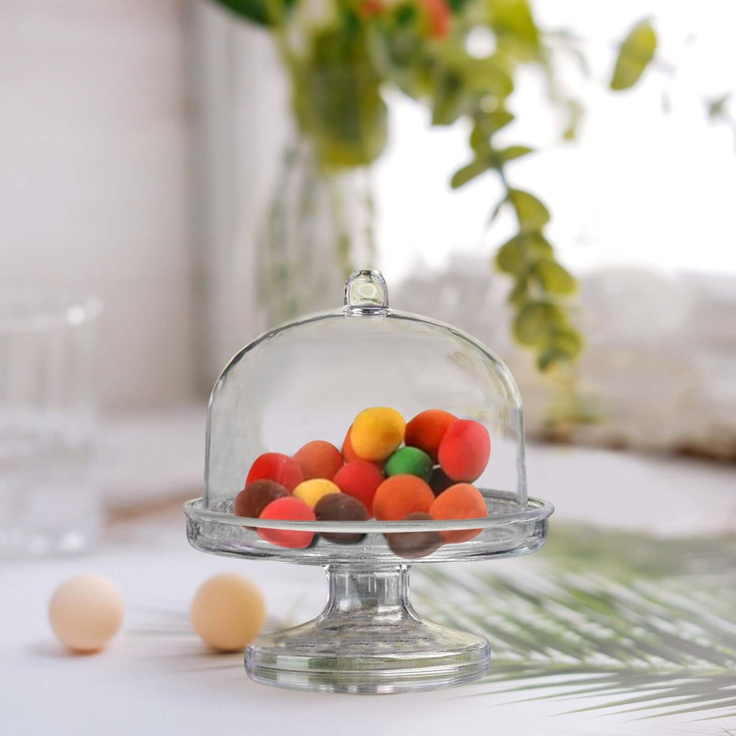 12 - Pack Fillable Mini Pedestal Candy Container Clear - Stylish Candy Treat Favor Containers with Dome Lid 3" - NestOCart