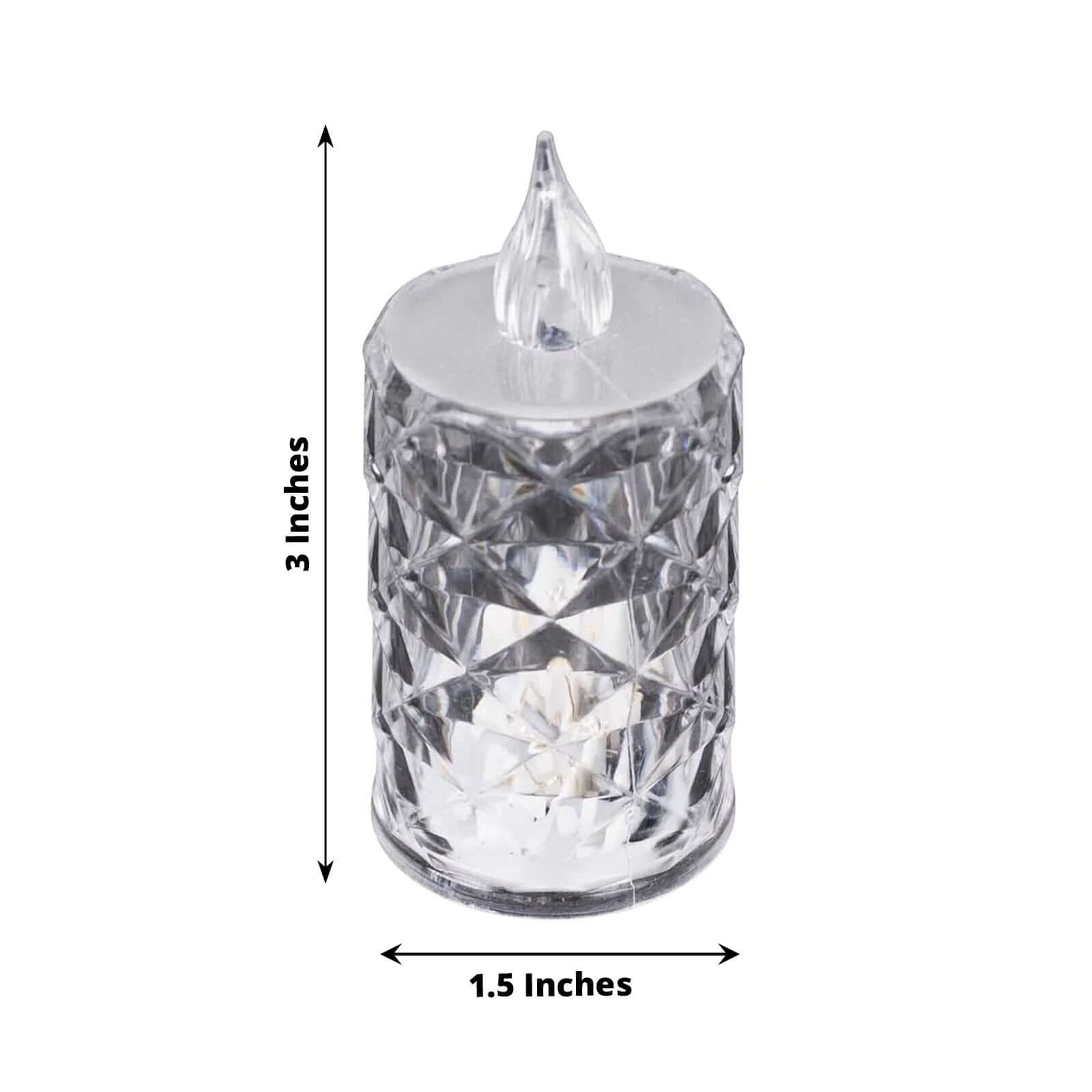 12 - Pack LED Flameless Decorative Lighting Diamond Cut Warm White - Battery Operated Tealight Candles 3" - Bell Racket Store