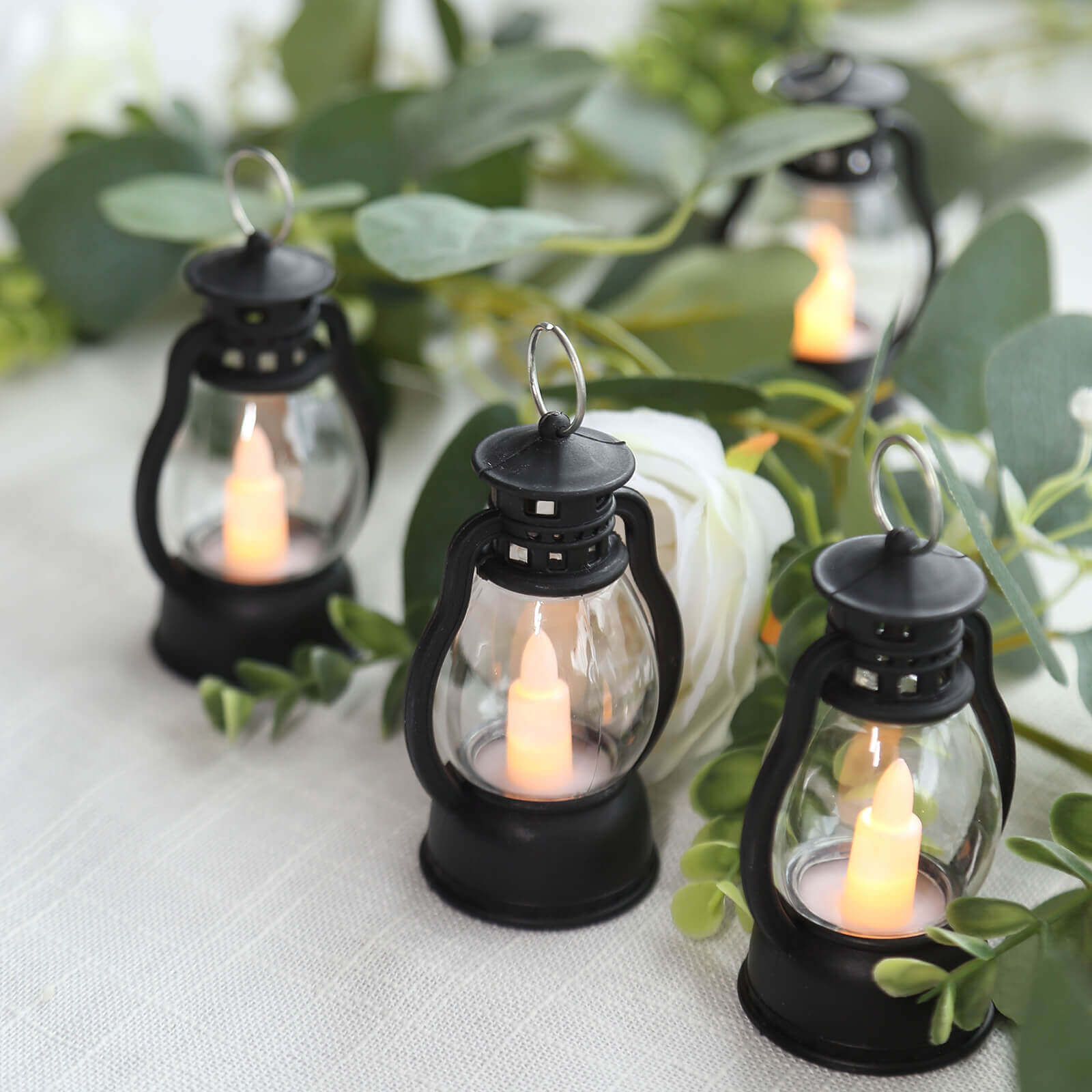12 - Pack LED Flickering Decorative Lights Vintage Black - Battery Operated Mini Hanging Lanterns 3.5" - Bell Racket Store