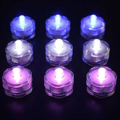 12 - Pack LED Lights Flower Design - Submersible Waterproof Light Blue Battery Operated - NestOCart