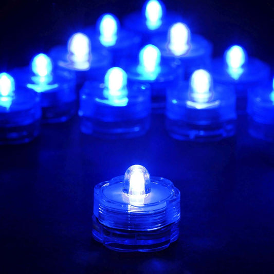12 - Pack LED Lights Flower Design - Submersible Waterproof Light Blue Battery Operated - NestOCart