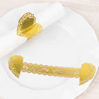 12 Pack Metallic Gold Foil Laser Cut Heart Paper Napkin Holders with Lace Pattern, Disposable Napkin Rings Bands - Bell Racket Store