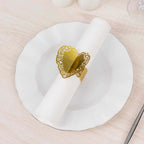 12 Pack Metallic Gold Foil Laser Cut Heart Paper Napkin Holders with Lace Pattern, Disposable Napkin Rings Bands - Bell Racket Store