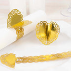 12 Pack Metallic Gold Foil Laser Cut Heart Paper Napkin Holders with Lace Pattern, Disposable Napkin Rings Bands - Bell Racket Store