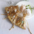 12 Pack Metallic Gold Foil Polyester Drawstring Candy Bags, Wedding Party Favor Bags - 4"x5" - Bell Racket Store