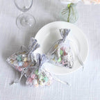 12 Pack Metallic Silver Foil Polyester Drawstring Candy Bags, Wedding Party Favor Bags - 4"x5" - Bell Racket Store