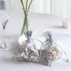 12 Pack Metallic Silver Foil Polyester Drawstring Candy Bags, Wedding Party Favor Bags - 4"x5" - Bell Racket Store