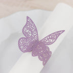 12 - Pack Paper Napkin Rings Laser Cut Butterfly Lavender Shimmery - Decorative Serviette Holders - Bell Racket Store