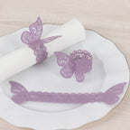 12 - Pack Paper Napkin Rings Laser Cut Butterfly Lavender Shimmery - Decorative Serviette Holders - Bell Racket Store
