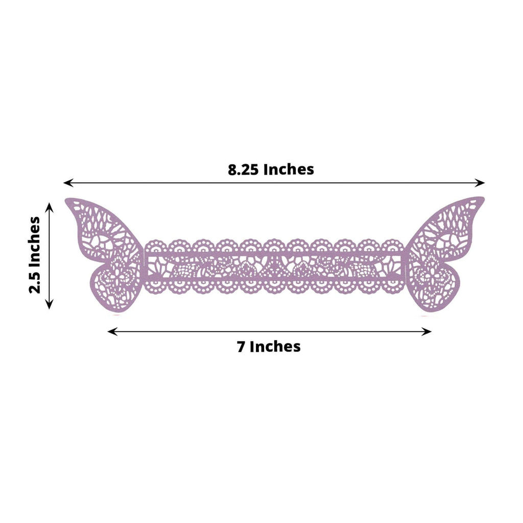 12 - Pack Paper Napkin Rings Laser Cut Butterfly Lavender Shimmery - Decorative Serviette Holders - Bell Racket Store