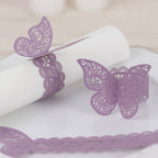 12 - Pack Paper Napkin Rings Laser Cut Butterfly Lavender Shimmery - Decorative Serviette Holders - Bell Racket Store