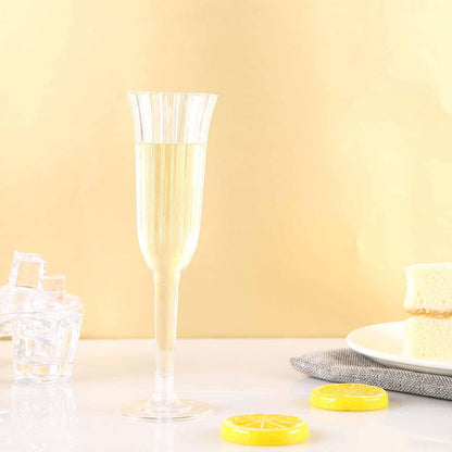 12 - Pack Plastic Champagne Flutes Clear Flared Design - Lightweight Disposable Toasting Glasses 6oz - NestOCart