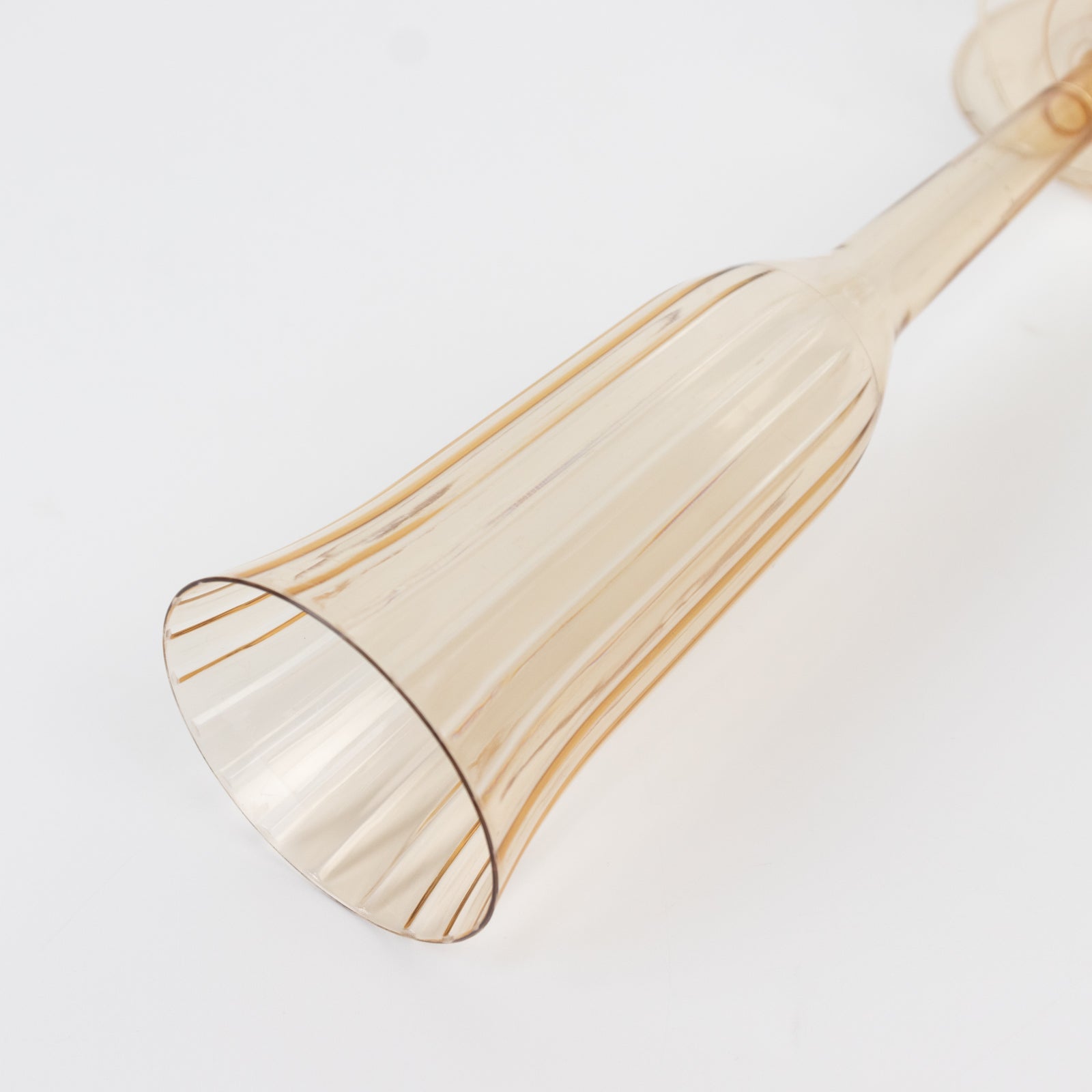 12 - Pack Plastic Champagne Flutes Transparent Amber Gold Flared Design - Lightweight Disposable Toasting Glasses 6oz - Bell Racket Store