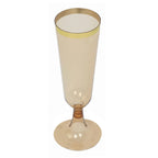 12 - Pack Plastic Champagne Flutes Transparent Amber Gold with Gold Rim - Stylish Disposable Cocktail Glasses for Parties 5oz 6" - Bell Racket Store