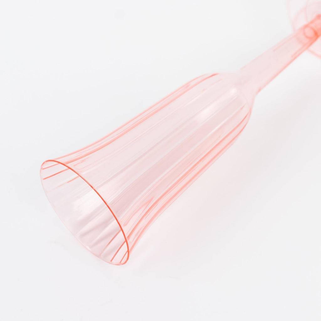 12 - Pack Plastic Champagne Flutes Transparent Blush Flared Design - Lightweight Disposable Toasting Glasses 6oz - Bell Racket Store