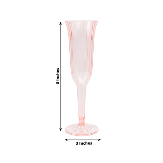 12 - Pack Plastic Champagne Flutes Transparent Blush Flared Design - Lightweight Disposable Toasting Glasses 6oz - Bell Racket Store