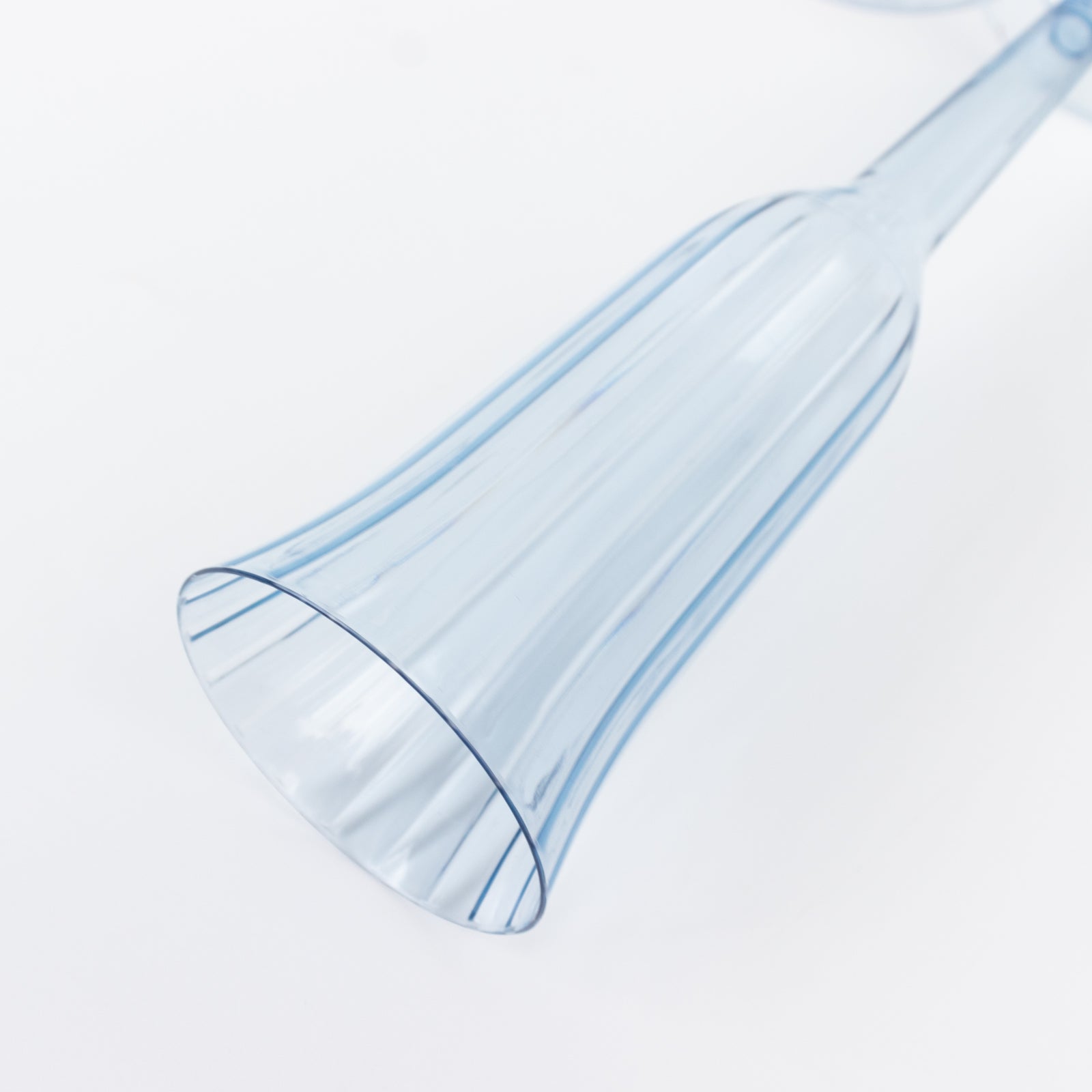 12 - Pack Plastic Champagne Flutes Transparent Dusty Blue Flared Design - Lightweight Disposable Toasting Glasses 6oz - Bell Racket Store