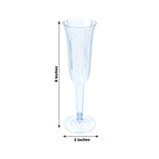 12 - Pack Plastic Champagne Flutes Transparent Dusty Blue Flared Design - Lightweight Disposable Toasting Glasses 6oz - Bell Racket Store