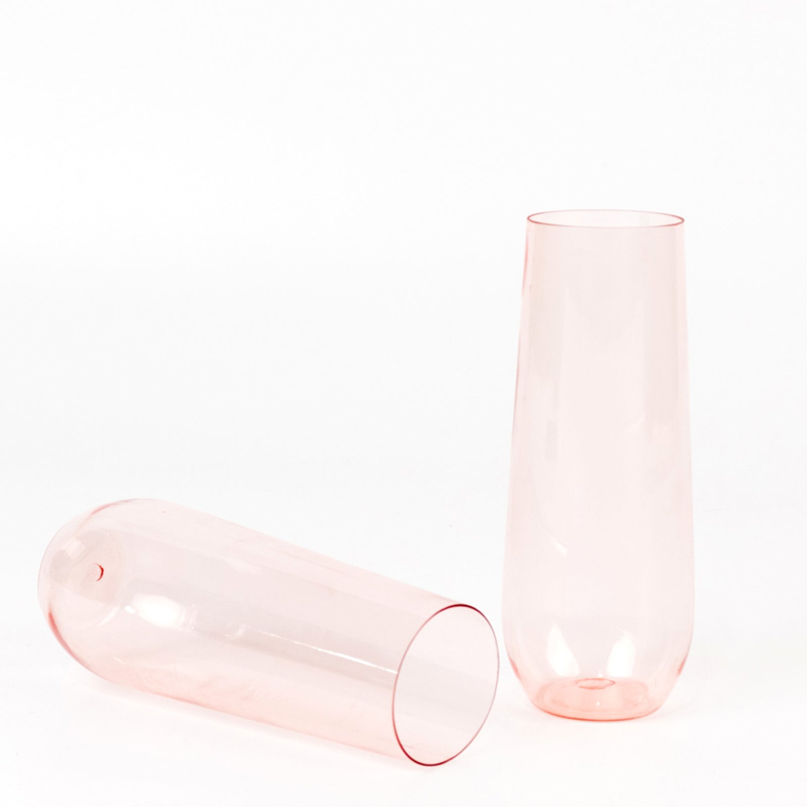 12 Pack Plastic Champagne Glasses in Transparent Blush, Reusable Lightweight Champagne Flutes 9oz - Bell Racket Store