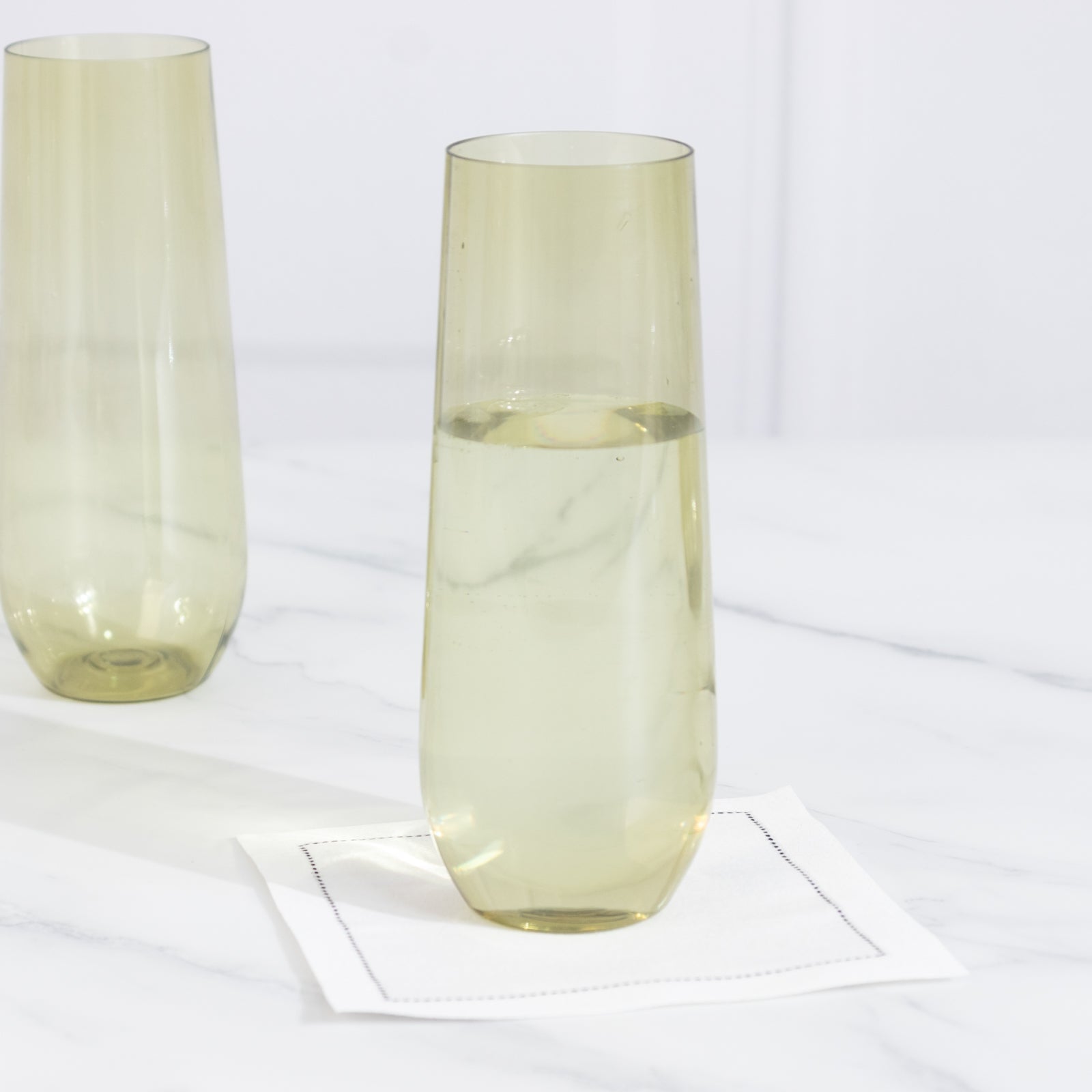 12 Pack Plastic Champagne Glasses in Transparent Dusty Sage Green, Reusable Lightweight Champagne Flutes 9oz - Bell Racket Store