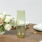 12 Pack Plastic Champagne Glasses in Transparent Dusty Sage Green, Reusable Lightweight Champagne Flutes 9oz - Bell Racket Store