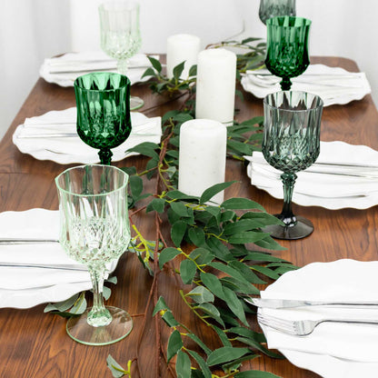 12 - Pack Plastic Cocktail Goblets Assorted Green Transparent Crystal Cut - Shatterproof Drinkware 8oz - Bell Racket Store