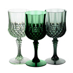 12 - Pack Plastic Cocktail Goblets Assorted Green Transparent Crystal Cut - Shatterproof Drinkware 8oz - Bell Racket Store