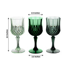 12 - Pack Plastic Cocktail Goblets Assorted Green Transparent Crystal Cut - Shatterproof Drinkware 8oz - Bell Racket Store