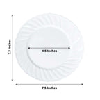 12 - Pack Plastic Dessert Plates White Flair Rim - Sturdy Disposable Salad Plates 7.5" - Bell Racket Store