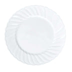 12 - Pack Plastic Dessert Plates White Flair Rim - Sturdy Disposable Salad Plates 7.5" - Bell Racket Store