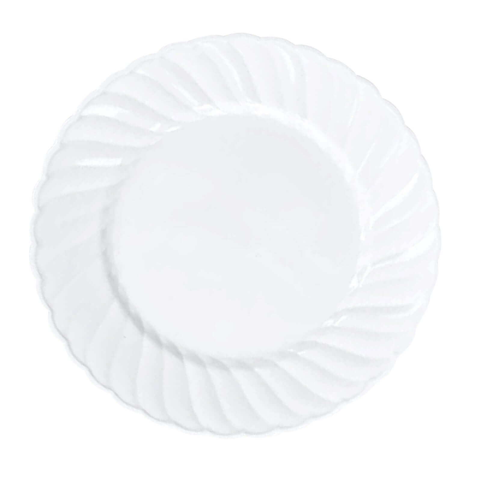 12 - Pack Plastic Dessert Plates White Flair Rim - Sturdy Disposable Salad Plates 7.5" - Bell Racket Store