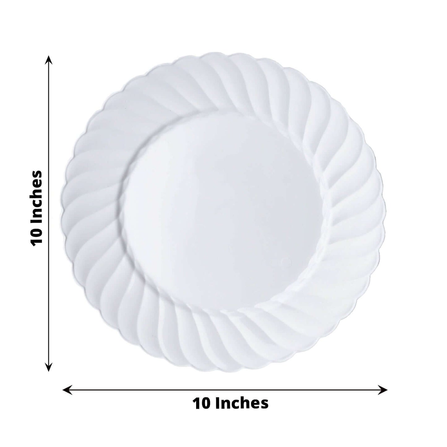 12 - Pack Plastic Dinner Plates Glossy White Swirl Rim - Durable Disposable Plates for Gatherings 10" - NestOCart