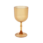 12 - Pack Plastic Goblets Amber Gold Vintage Ribbed Pattern - Reusable Shatterproof Glassware 9oz - Bell Racket Store