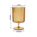12 - Pack Plastic Goblets Amber Gold Vintage Ribbed Pattern Short Stem - Reusable Wine Glasses 12oz - Bell Racket Store