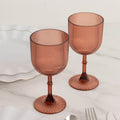 12 - Pack Plastic Goblets Dusty Rose Vintage Ribbed Pattern - Reusable Shatterproof Glassware 9oz - Bell Racket Store