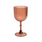 12 - Pack Plastic Goblets Dusty Rose Vintage Ribbed Pattern - Reusable Shatterproof Glassware 9oz - Bell Racket Store