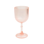 12 - Pack Plastic Goblets Transparent Blush Vintage Ribbed Pattern - Reusable Shatterproof Glassware 9oz - Bell Racket Store