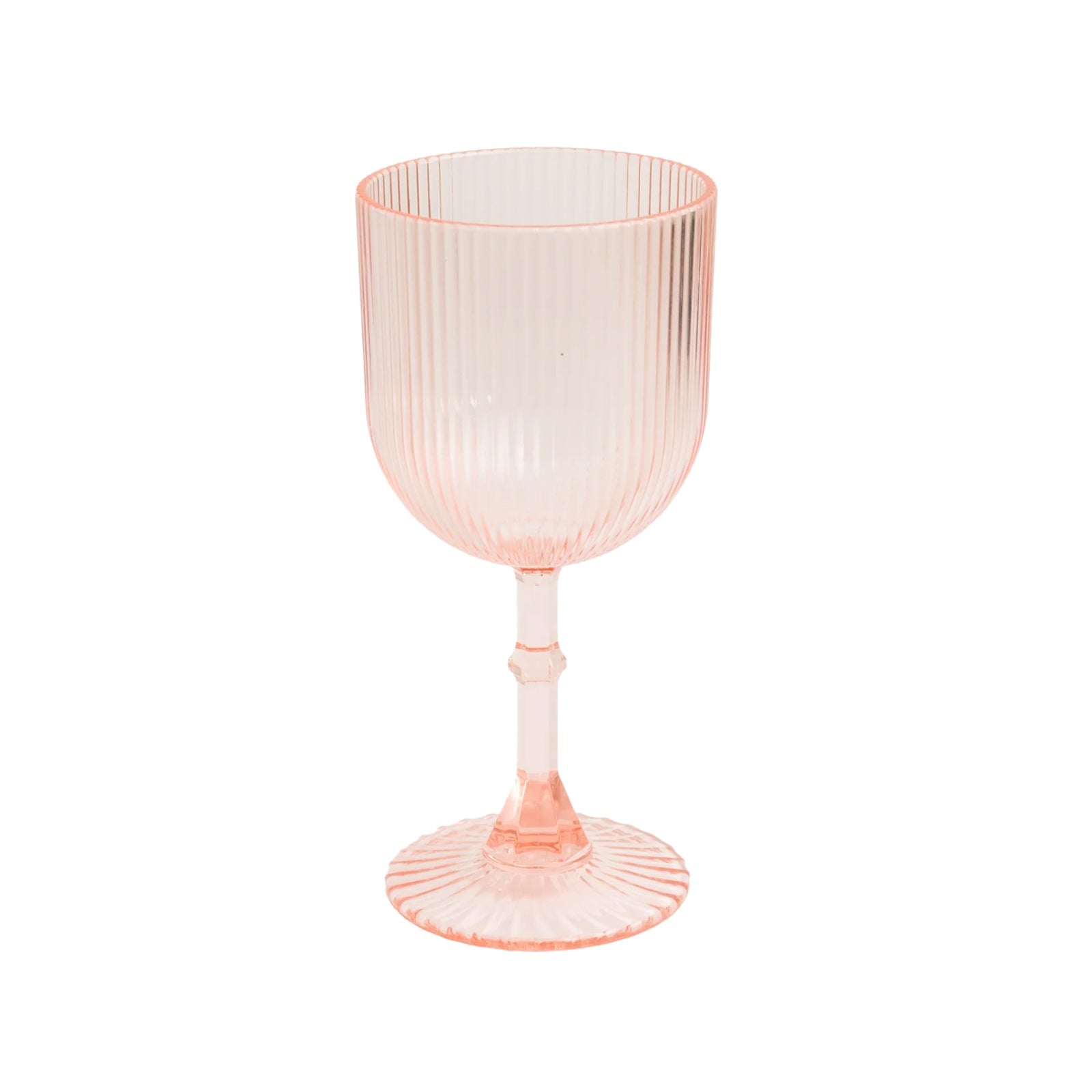 12 - Pack Plastic Goblets Transparent Blush Vintage Ribbed Pattern - Reusable Shatterproof Glassware 9oz - Bell Racket Store