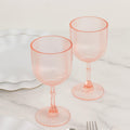 12 - Pack Plastic Goblets Transparent Blush Vintage Ribbed Pattern - Reusable Shatterproof Glassware 9oz - Bell Racket Store