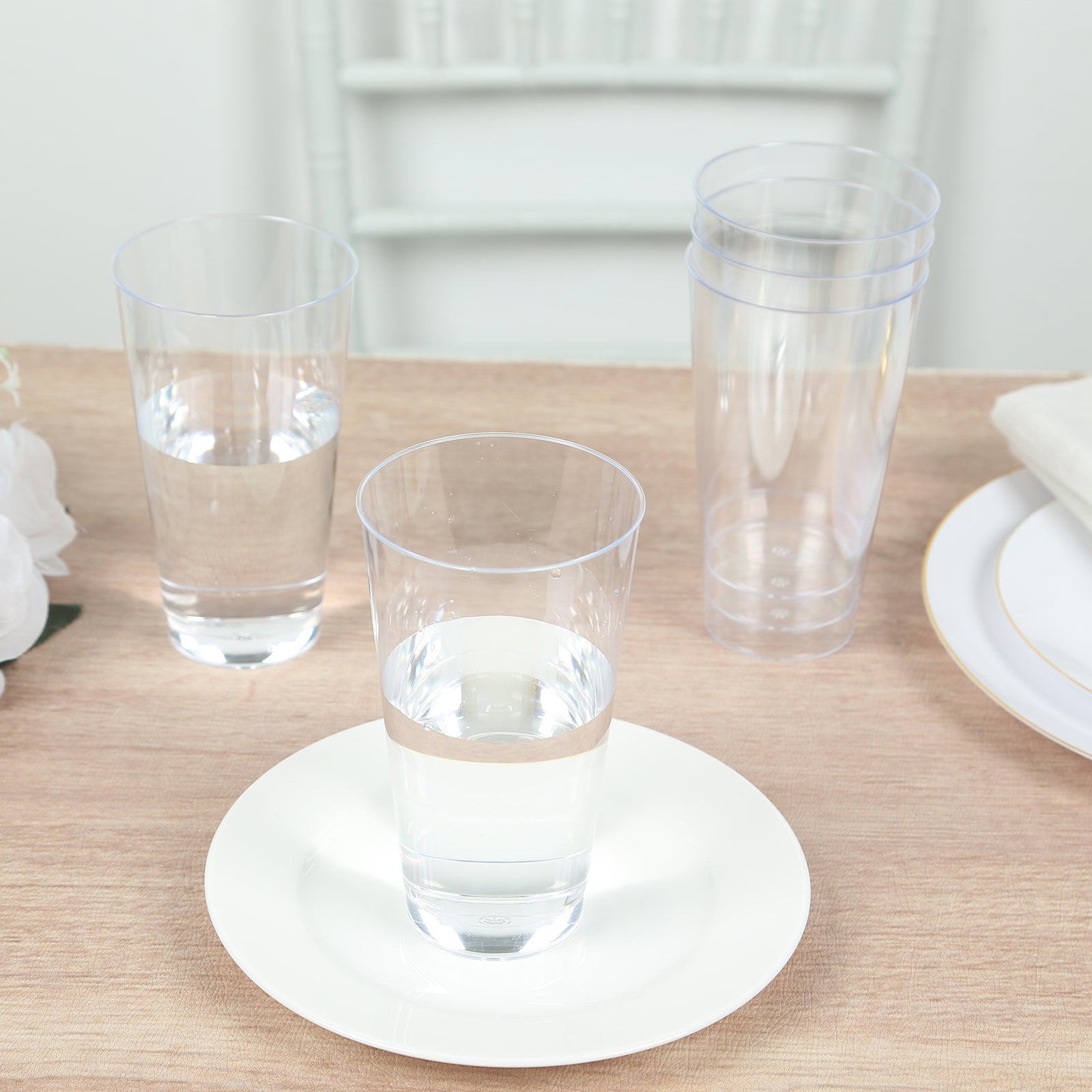 12 - Pack Plastic Party Cups Clear - Durable Disposable Tumblers for Drinks 17oz 5.5" - Bell Racket Store