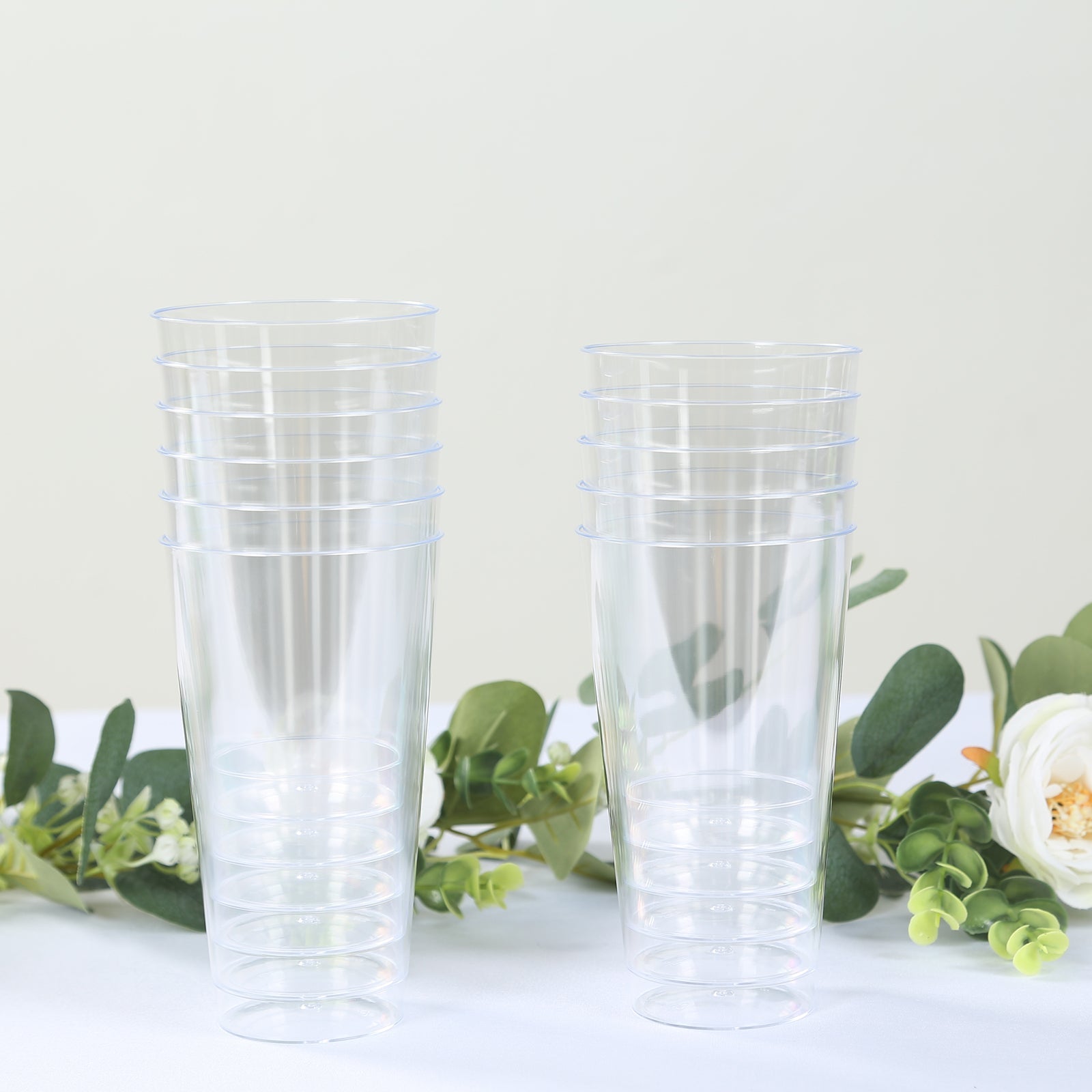 12 - Pack Plastic Party Cups Clear - Durable Disposable Tumblers for Drinks 17oz 5.5" - Bell Racket Store