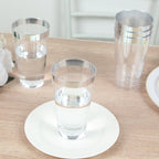 12 - Pack Plastic Party Cups Clear with Silver Rim - Durable Disposable Tumblers for Drinks 17oz 5.5" - Bell Racket Store
