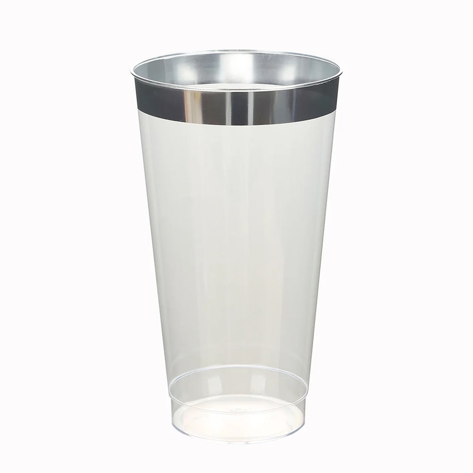 12 - Pack Plastic Party Cups Clear with Silver Rim - Durable Disposable Tumblers for Drinks 17oz 5.5" - Bell Racket Store