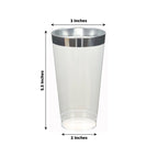 12 - Pack Plastic Party Cups Clear with Silver Rim - Durable Disposable Tumblers for Drinks 17oz 5.5" - Bell Racket Store