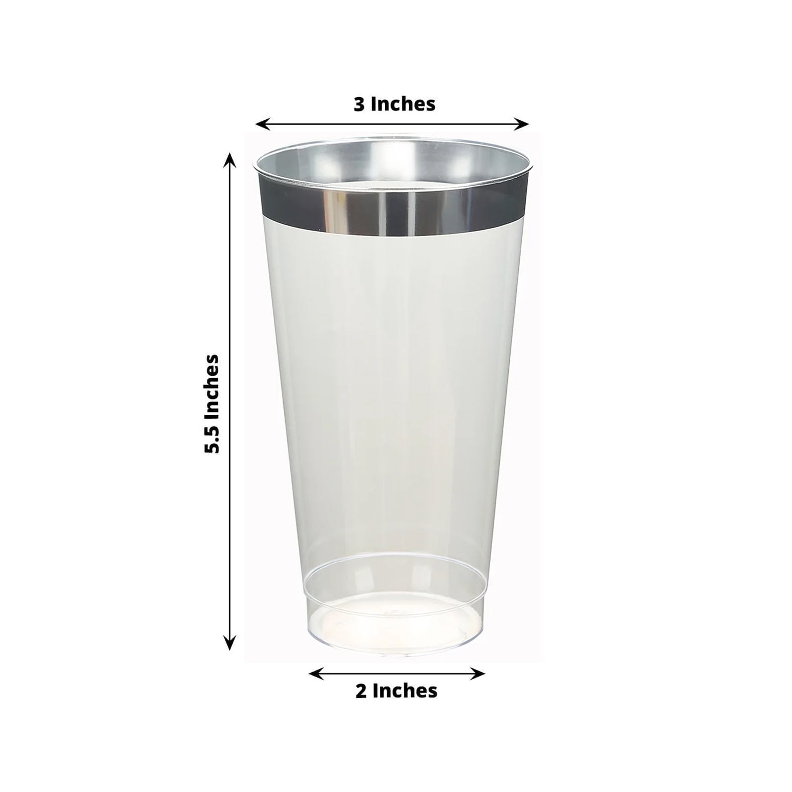 12 - Pack Plastic Party Cups Clear with Silver Rim - Durable Disposable Tumblers for Drinks 17oz 5.5" - Bell Racket Store