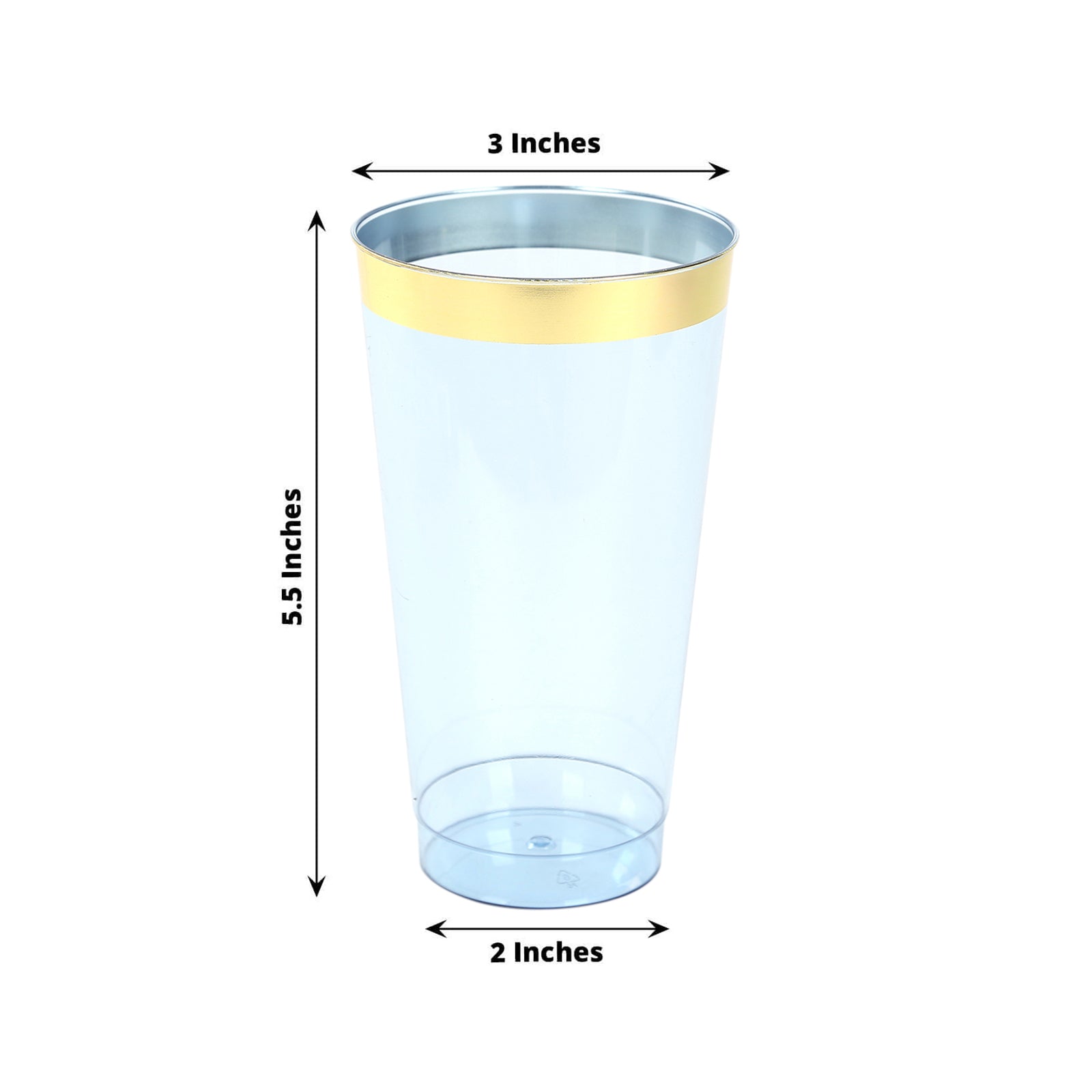 12 - Pack Plastic Party Cups Transparent Dusty Blue with Gold Rim - Durable Disposable Tumblers for Drinks 17oz 5.5" - Bell Racket Store