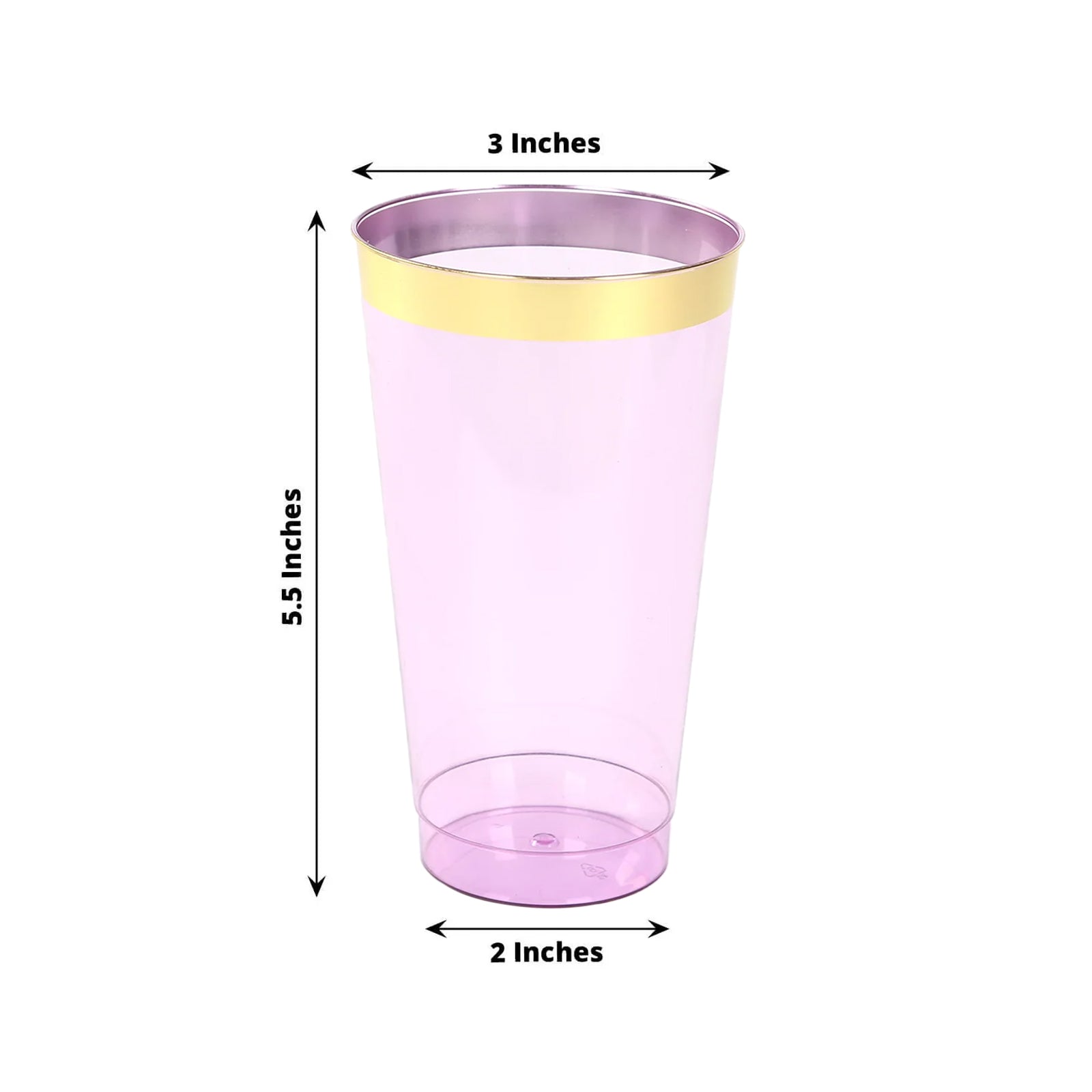 12 - Pack Plastic Party Cups Transparent Purple with Gold Rim - Durable Disposable Tumblers for Drinks 17oz 5.5" - Bell Racket Store