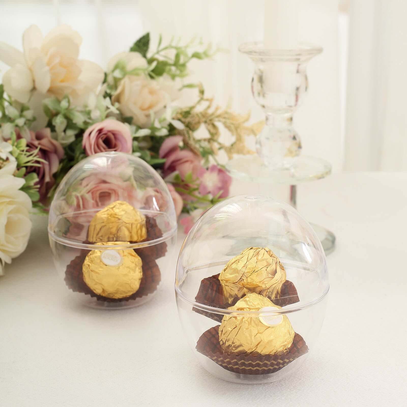 12 - Pack Plastic Party Favor Cup Containers Clear Egg Shape Design 4oz - Bell Racket Store