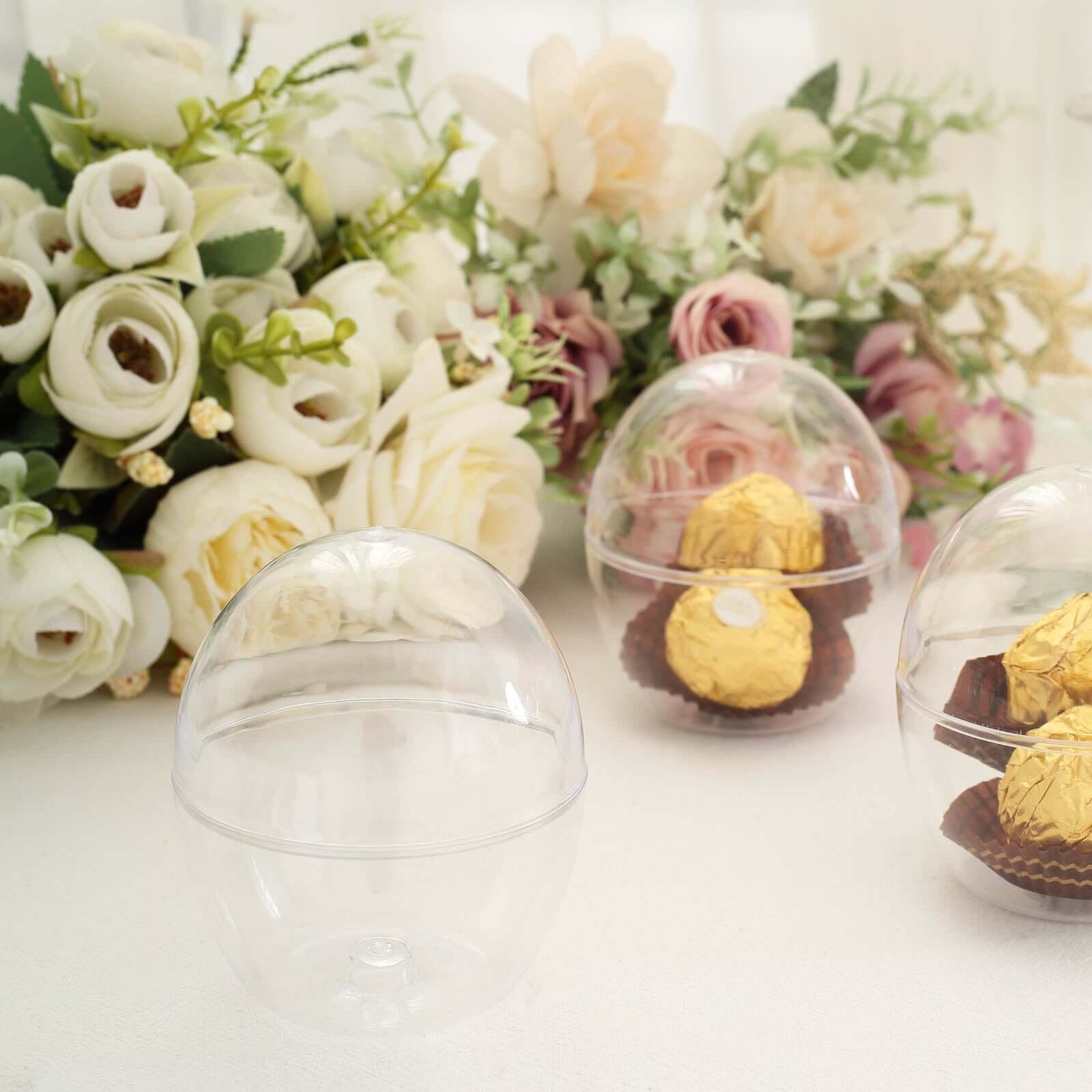 12 - Pack Plastic Party Favor Cup Containers Clear Egg Shape Design 4oz - Bell Racket Store