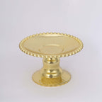 12 - Pack Plastic Pedestal Cupcake Plates Mini Gold Mirror Finish Beaded Rim - Great for Displays 5" - Bell Racket Store
